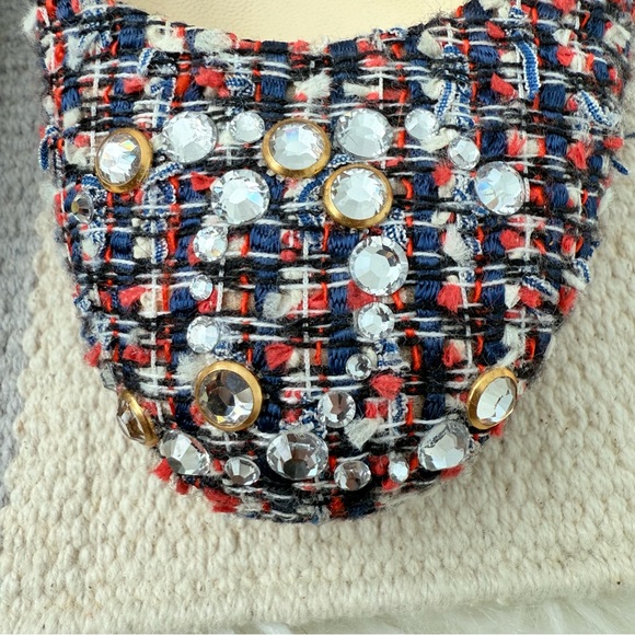 Chanel Tweed and Studded Red White Blue Ballet Flats - Picture 4 of 9